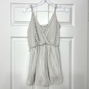 Mind Code Black & White Striped Cami Romper Size Medium